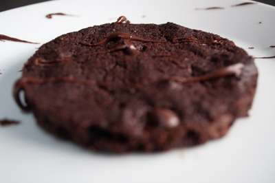 This is a homemade chocolate cookie made for a photography class.